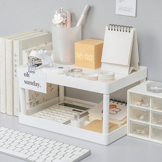 Multifunctional Double-Layer Storage Shelf Rack Desk Organizer
