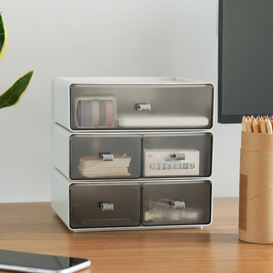 Stackable Desktop Drawer Storage Tinted Organizer Box Shelf