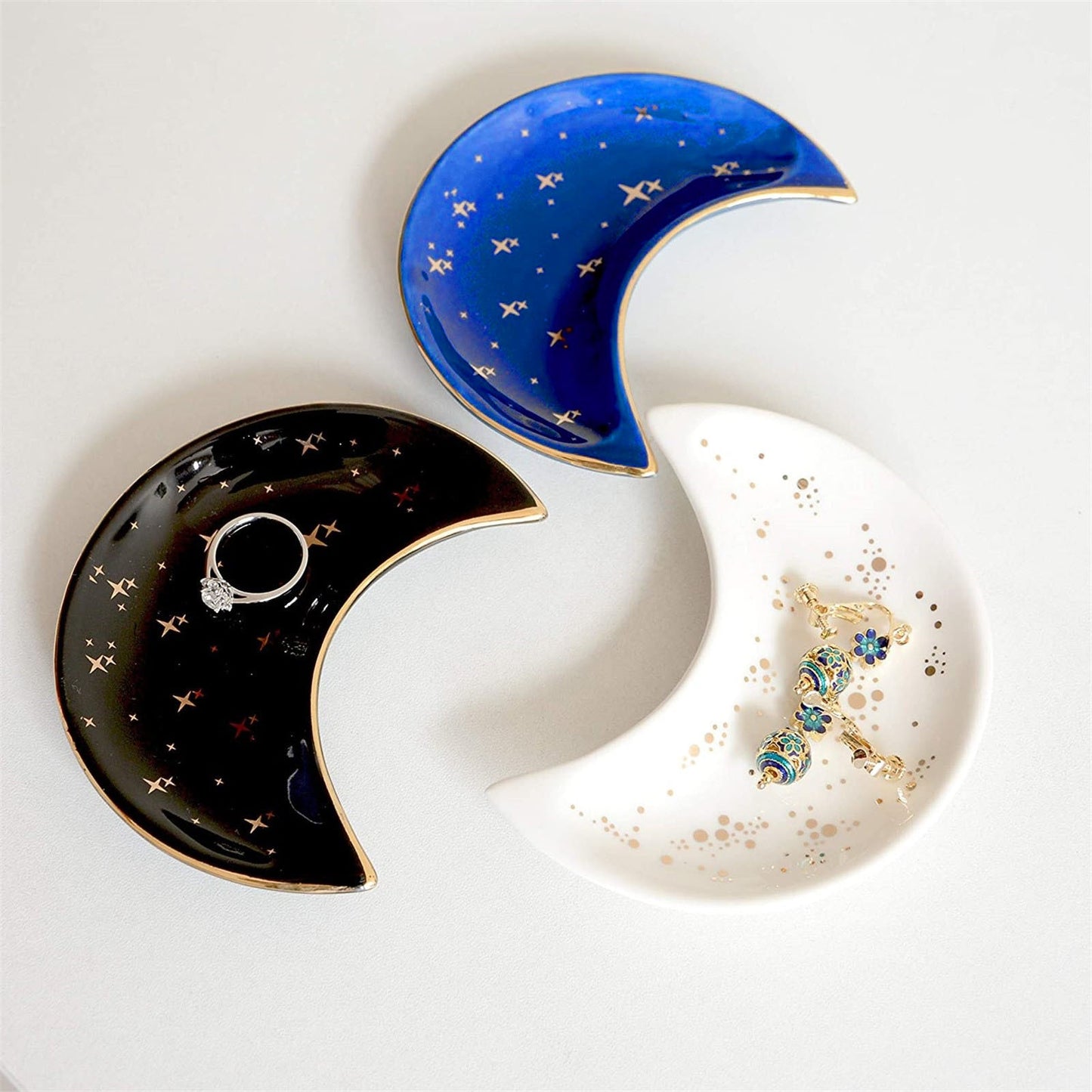 Moon Shape Ceramic Storage Small Jewelry Dish Tray