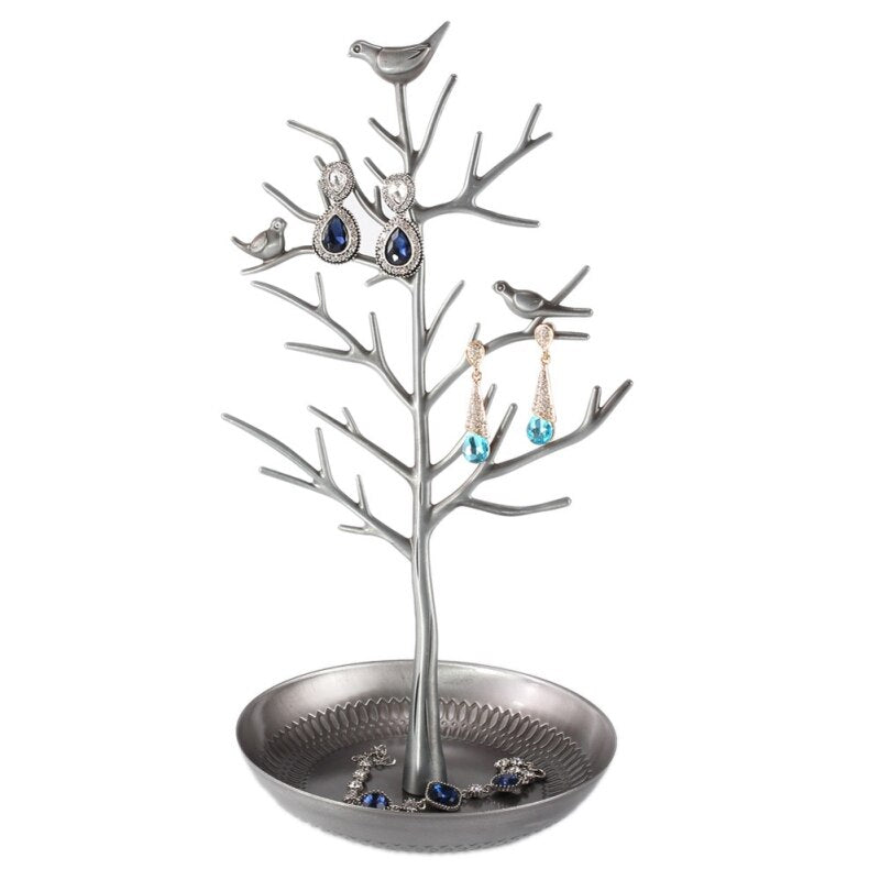 Metal Jewelry Tree Stand with Bird Design