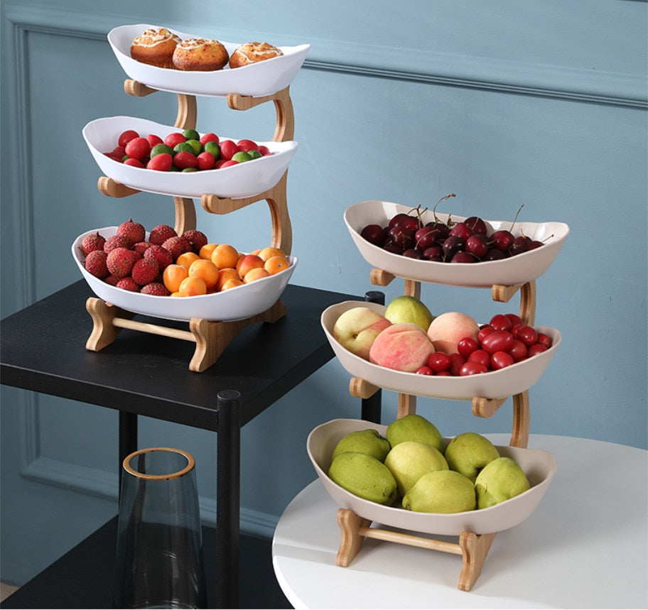 Multi-Layer Wooden Plate Holder Tray