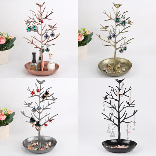 Metal Jewelry Tree Stand with Bird Design