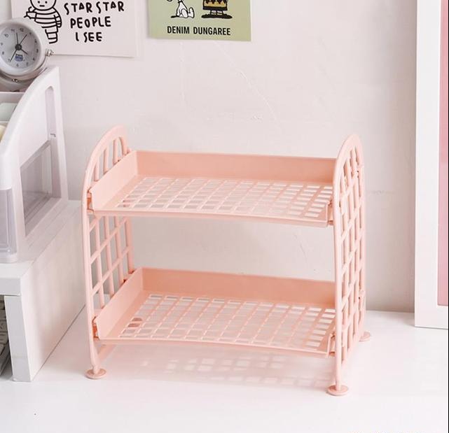 Pastel Minimalist Desktop Storage Shelf Organizer Rack