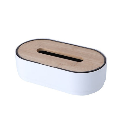 Wooden Cover Plastic Tissue Storage Box