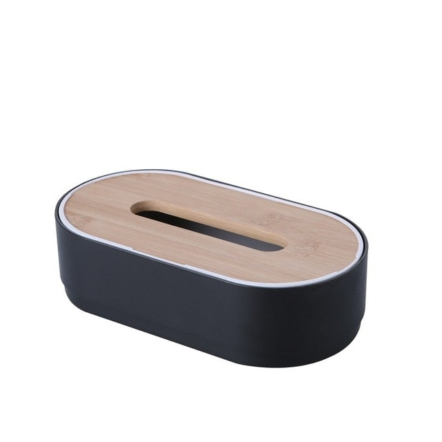 Wooden Cover Plastic Tissue Storage Box