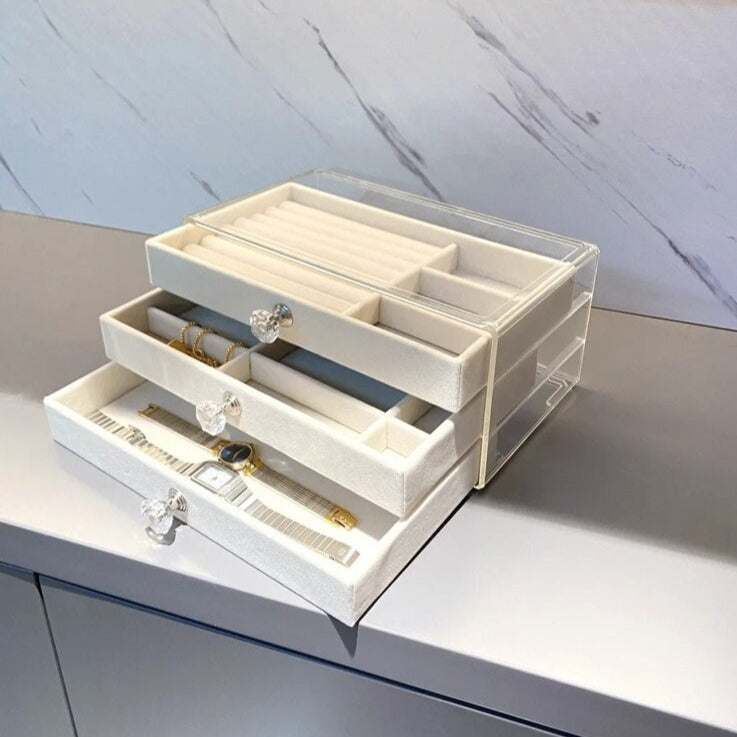 Multifunctional Jewelry Dust-Proof Display Drawer Organizer Storage Box