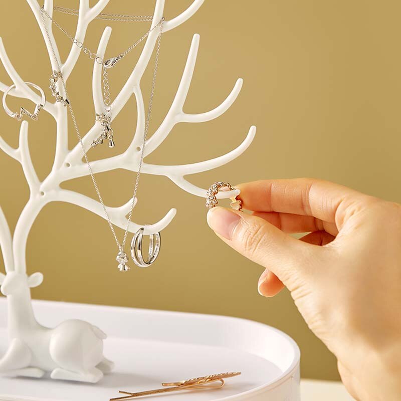 Elk Jewelry Tree Display and Dish Tray Storage Drawer Box