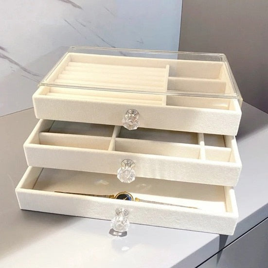 Multifunctional Jewelry Dust-Proof Display Drawer Organizer Storage Box