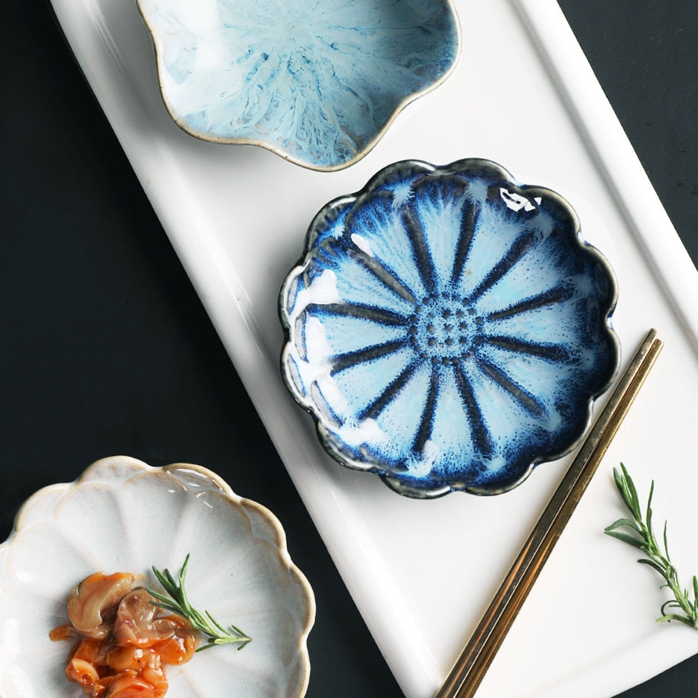 Small Floral Ceramic Plate Sauce Dish