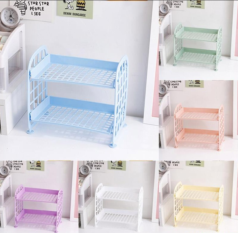 Pastel Minimalist Desktop Storage Shelf Organizer Rack