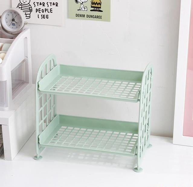 Pastel Minimalist Desktop Storage Shelf Organizer Rack