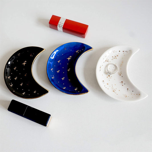 Moon Shape Ceramic Storage Small Jewelry Dish Tray