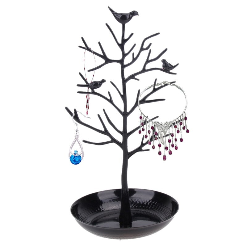 Metal Jewelry Tree Stand with Bird Design