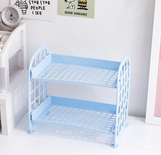 Pastel Minimalist Desktop Storage Shelf Organizer Rack