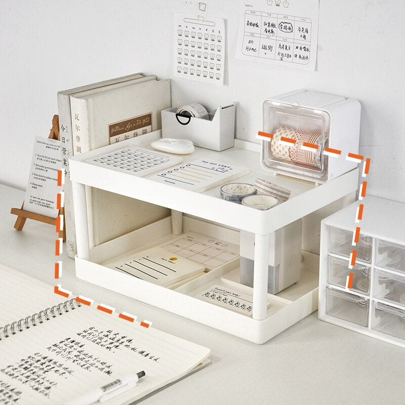 Multifunctional Double-Layer Storage Shelf Rack Desk Organizer