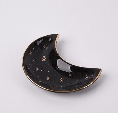 Moon Shape Ceramic Storage Small Jewelry Dish Tray