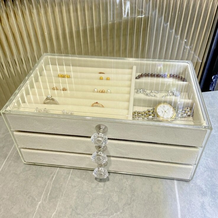 Multifunctional Jewelry Dust-Proof Display Drawer Organizer Storage Box