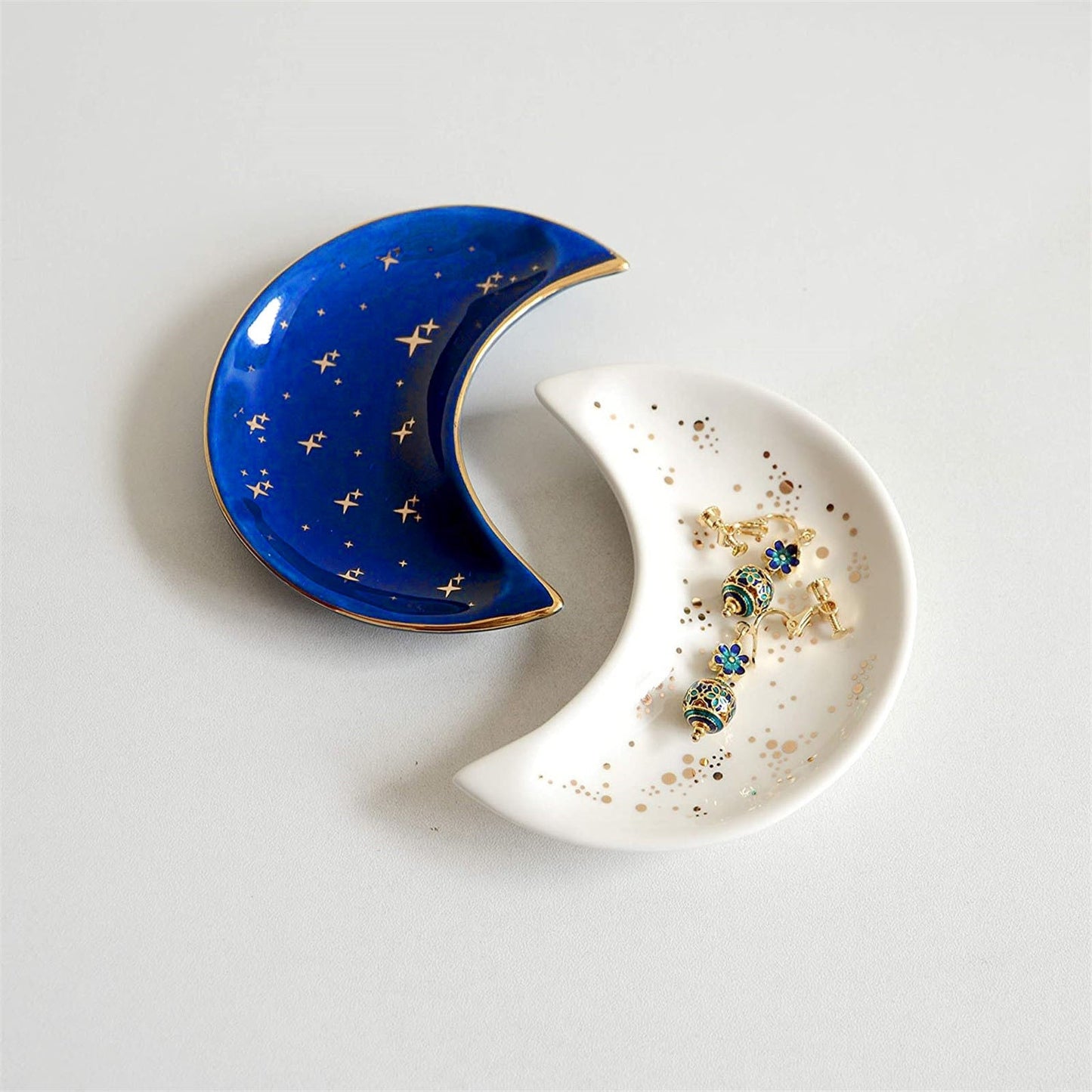 Moon Shape Ceramic Storage Small Jewelry Dish Tray