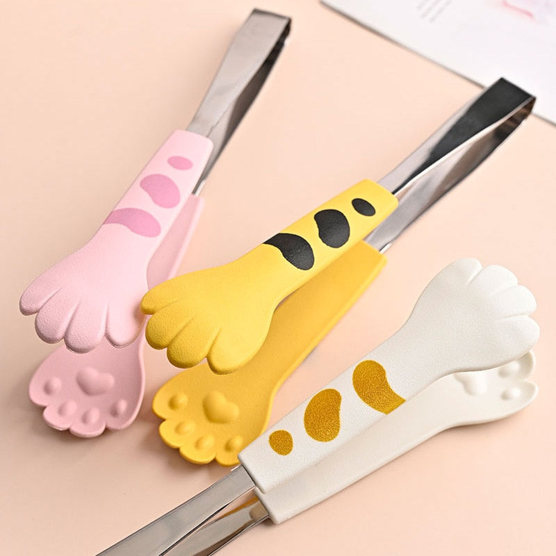 Cute Cat Paw Shape Stainless Steel Handle Food Tongs