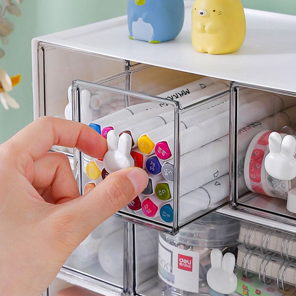 Stackable Desktop Bunny Handle Storage Organizer Box Shelf – yesmoodco