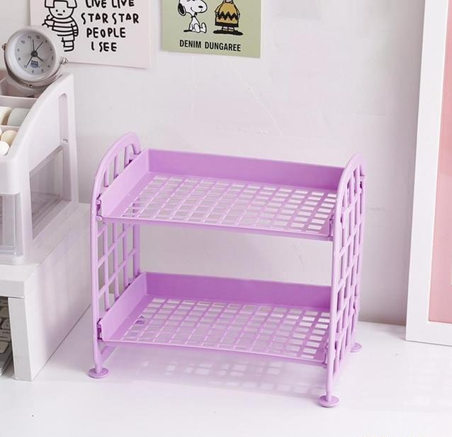 Pastel Minimalist Desktop Storage Shelf Organizer Rack