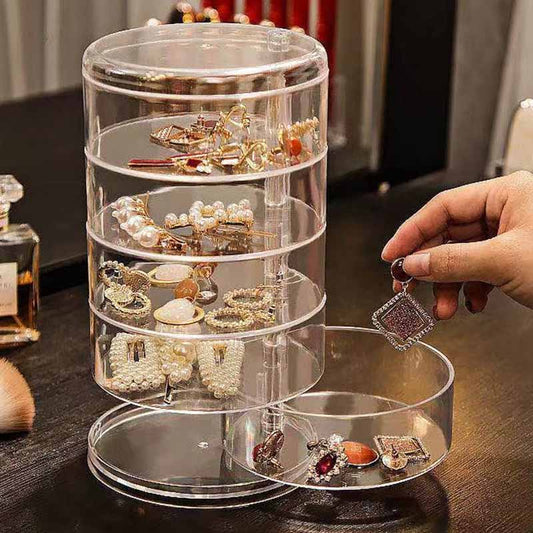 Rotating Round Clear Plastic Organizer Storage Box