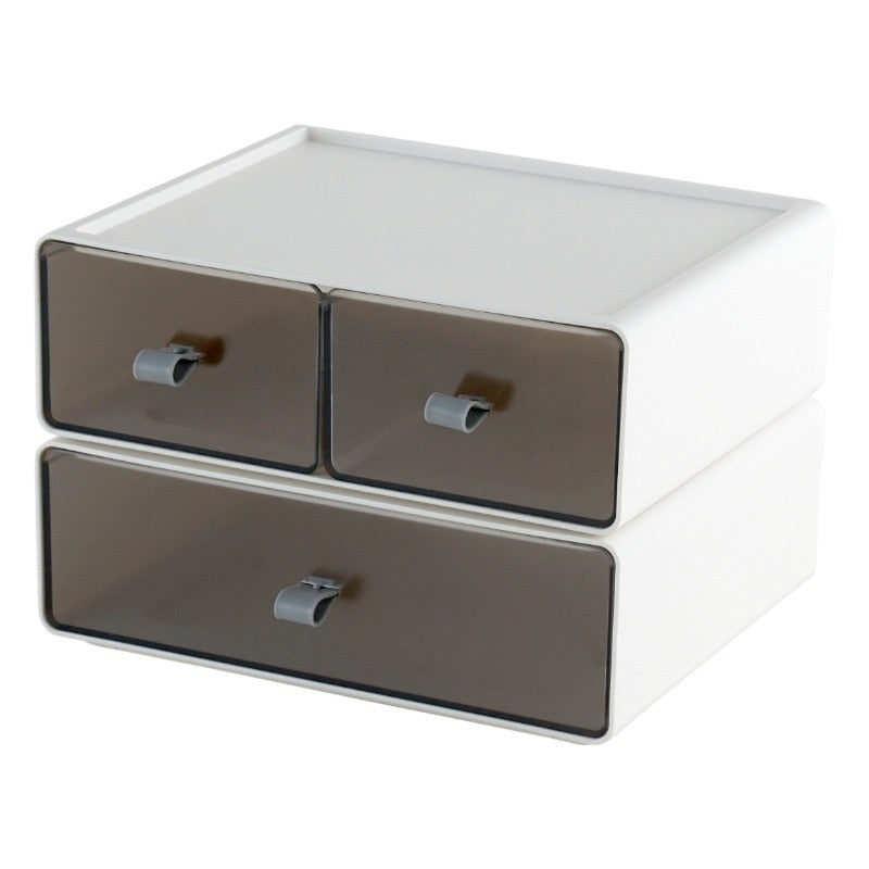 Stackable Desktop Drawer Storage Tinted Organizer Box Shelf