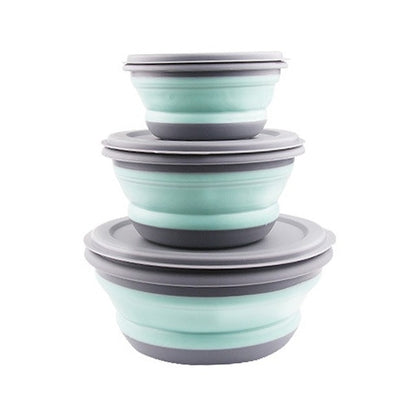 3 Set Silicone Folding Bowls Portable Food Storage Organizer