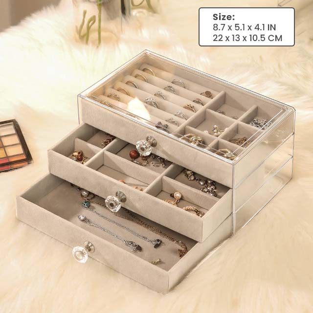 Multifunctional Jewelry Dust-Proof Display Drawer Organizer Storage Box