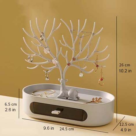 Elk Jewelry Tree Display and Dish Tray Storage Drawer Box