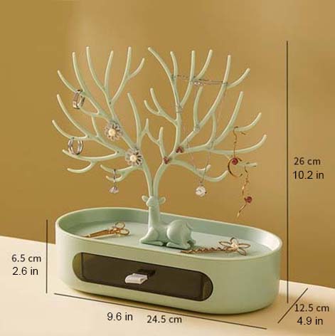 Elk Jewelry Tree Display and Dish Tray Storage Drawer Box