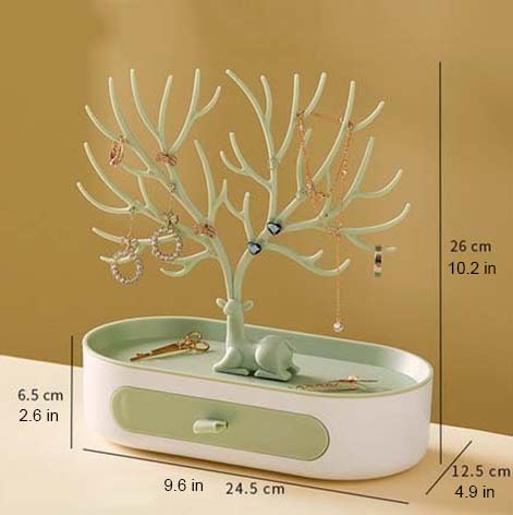 Elk Jewelry Tree Display and Dish Tray Storage Drawer Box