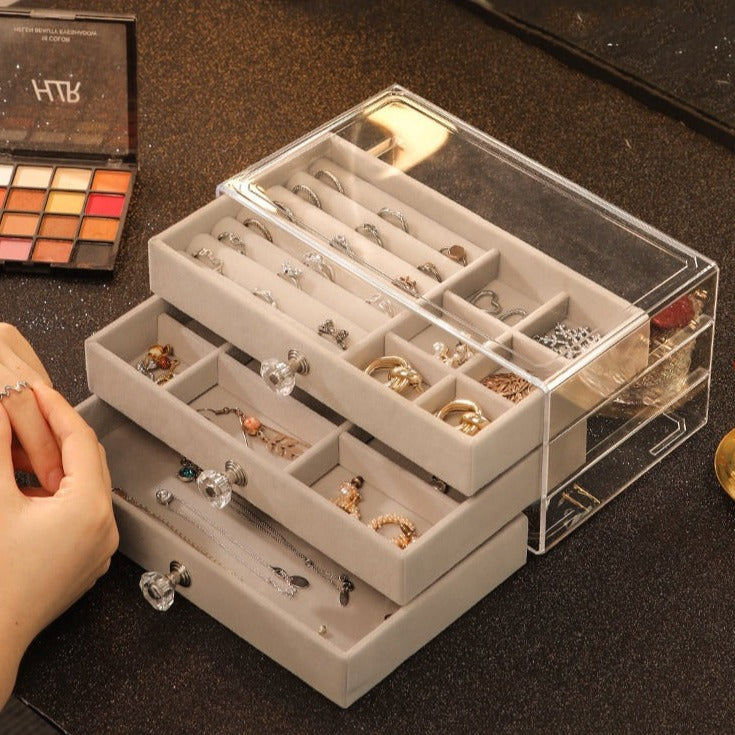 Multifunctional Jewelry Dust-Proof Display Drawer Organizer Storage Box