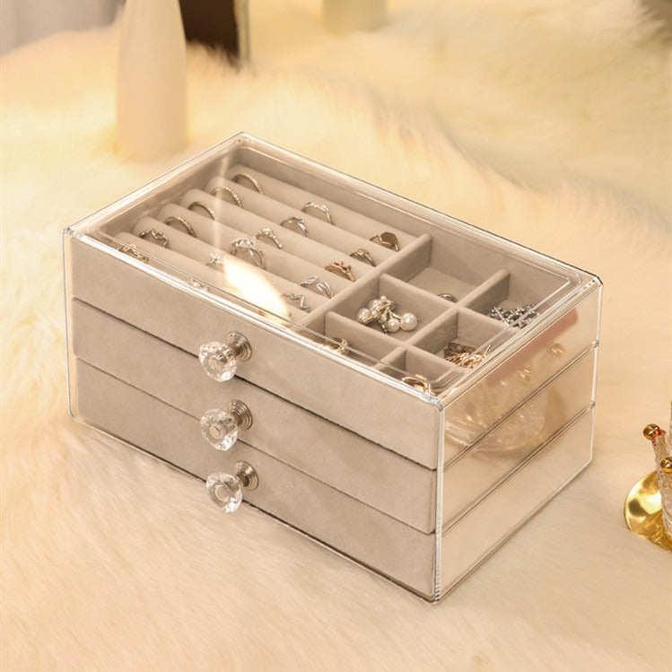 Multifunctional Jewelry Dust-Proof Display Drawer Organizer Storage Box