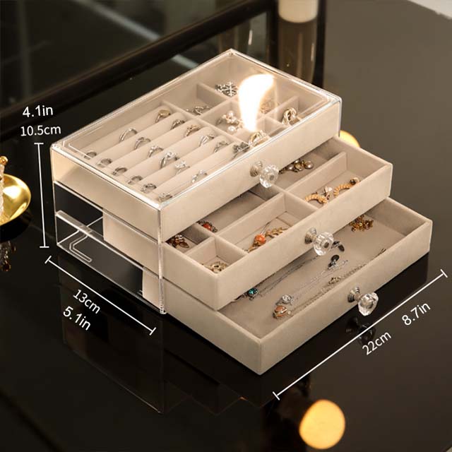 Multifunctional Jewelry Dust-Proof Display Drawer Organizer Storage Box