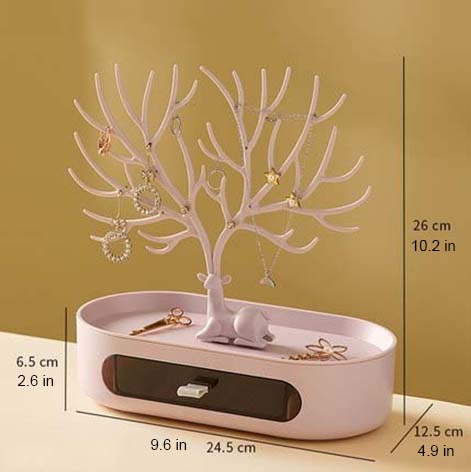 Elk Jewelry Tree Display and Dish Tray Storage Drawer Box