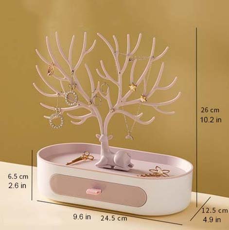 Elk Jewelry Tree Display and Dish Tray Storage Drawer Box