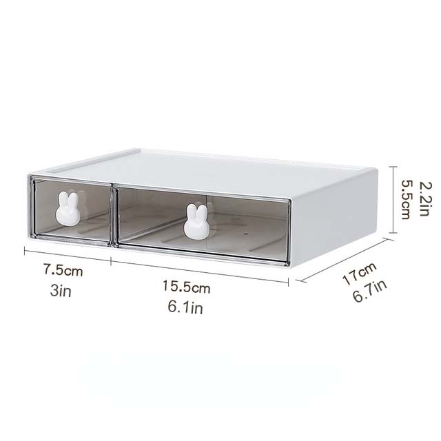 Stackable Desktop Bunny Handle Storage Organizer Box Shelf