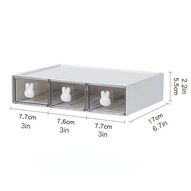 Stackable Desktop Bunny Handle Storage Organizer Box Shelf