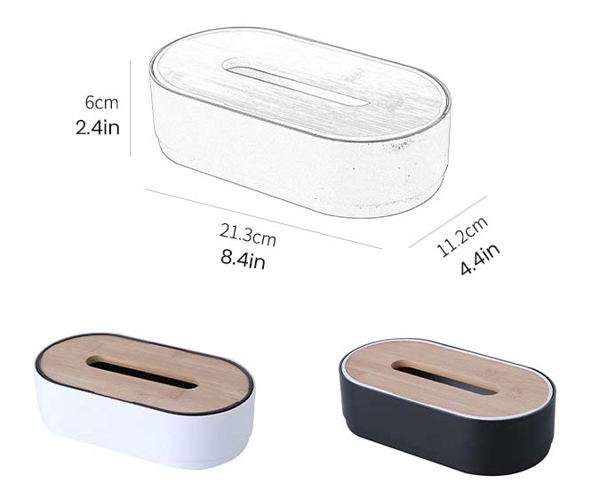 Wooden Cover Plastic Tissue Storage Box