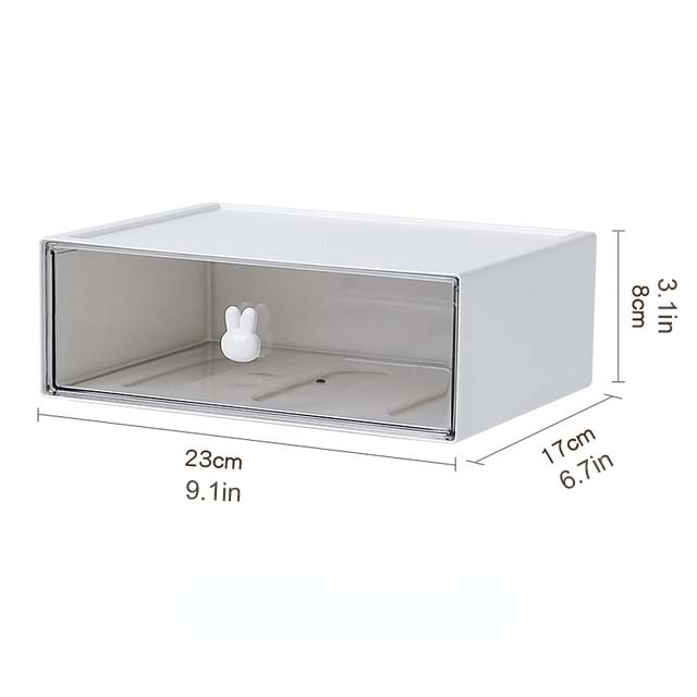 Stackable Desktop Bunny Handle Storage Organizer Box Shelf