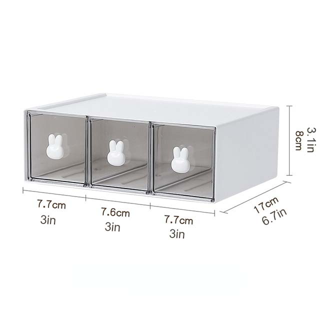 Stackable Desktop Bunny Handle Storage Organizer Box Shelf