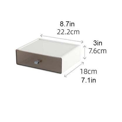 Stackable Desktop Drawer Storage Tinted Organizer Box Shelf