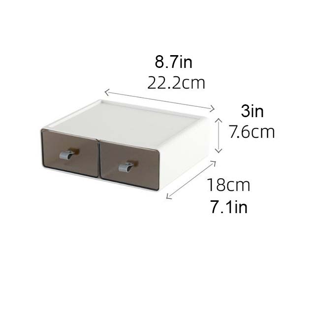 Stackable Desktop Drawer Storage Tinted Organizer Box Shelf