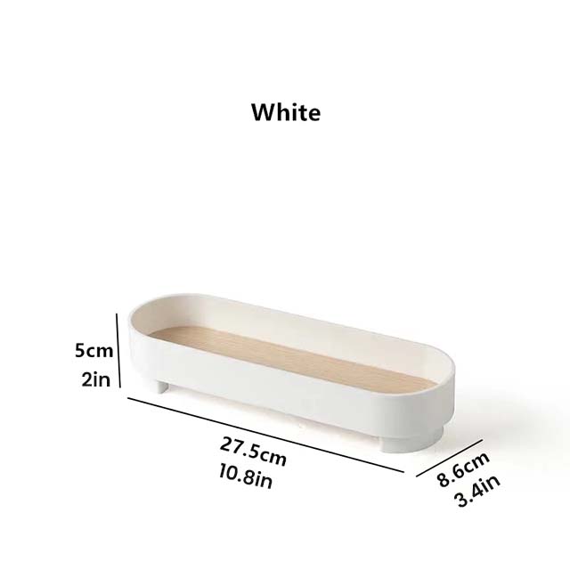 Rounded Rectangle Wooden Base Storage Tray Organizer