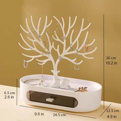 Elk Jewelry Tree Display and Dish Tray Storage Drawer Box